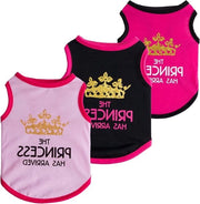 Set di 3 magliette per piccoli e medi animali domestici - Tema principesse - Disegni rosa e blu - X-Small