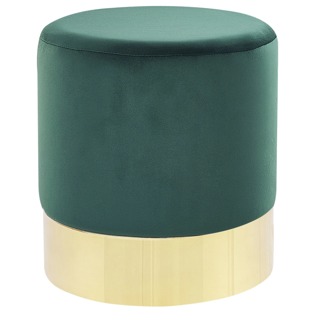Poggiapiedi rotondo velluto verde scuro e oro toletta sgabello glam sgabello