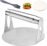 Pattina per hamburger 14 cm in acciaio inossidabile - rivestimento antiaderente - manico ergonomico - lavabile - per bistecca hamburger carne BBQ - sostenibile
