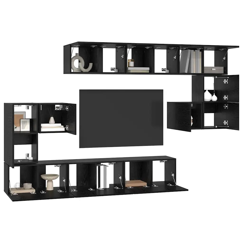 vidaXL Set mobile TV 10 pcs Rovere nero 60 x 30 x 30 cm