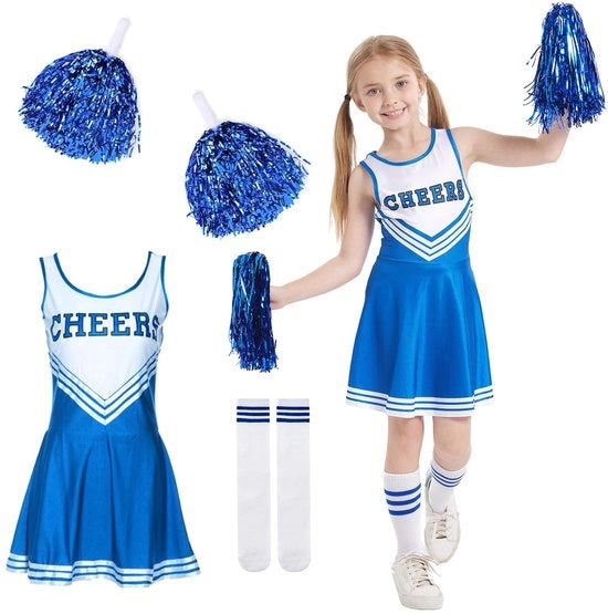 Costume da cheerleader con pomponi - Disponibile in 3 taglie