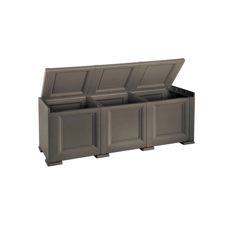 BAULE CONTENITORE DA ESTERNO WENGÉ 125X40X42 CM – CASSAPANCA MULTIUSO SALVASPAZIO PER BALCONE, TERRAZZO E VERANDA