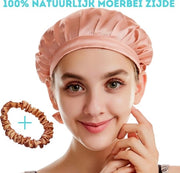 Bonnet in seta 100% - Medio - Capelli morbidi e lucenti - Bonnet in seta - Copricapo per capelli con tasca di stoccaggio