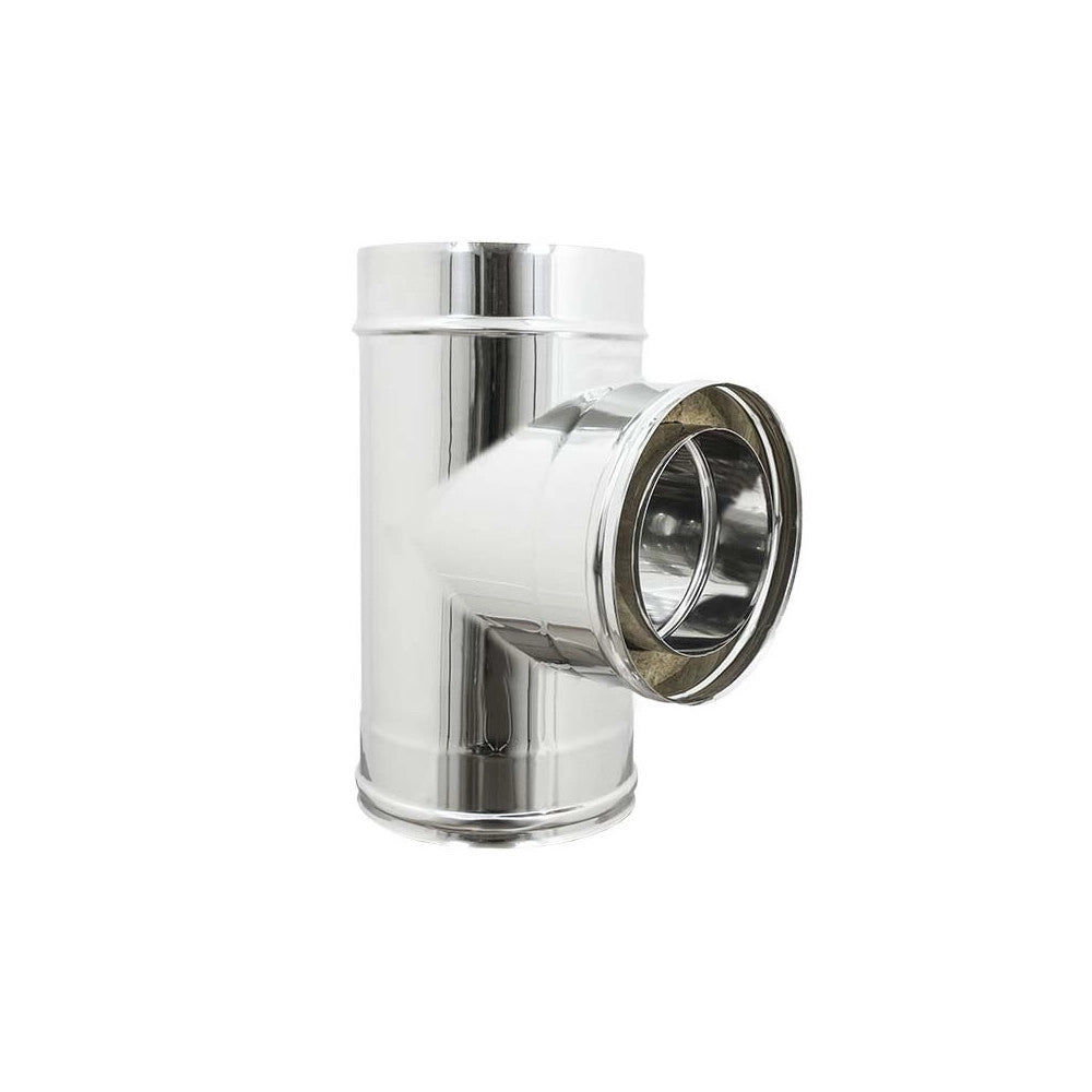 Raccordo inox di 130 - de 180 mm a tee t doppia parete