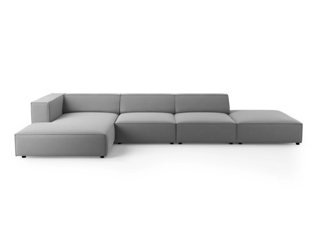 Cosmopolitan Design - Divano angolare sinistro "Arendal" 5 posti in velluto grigio chiaro 