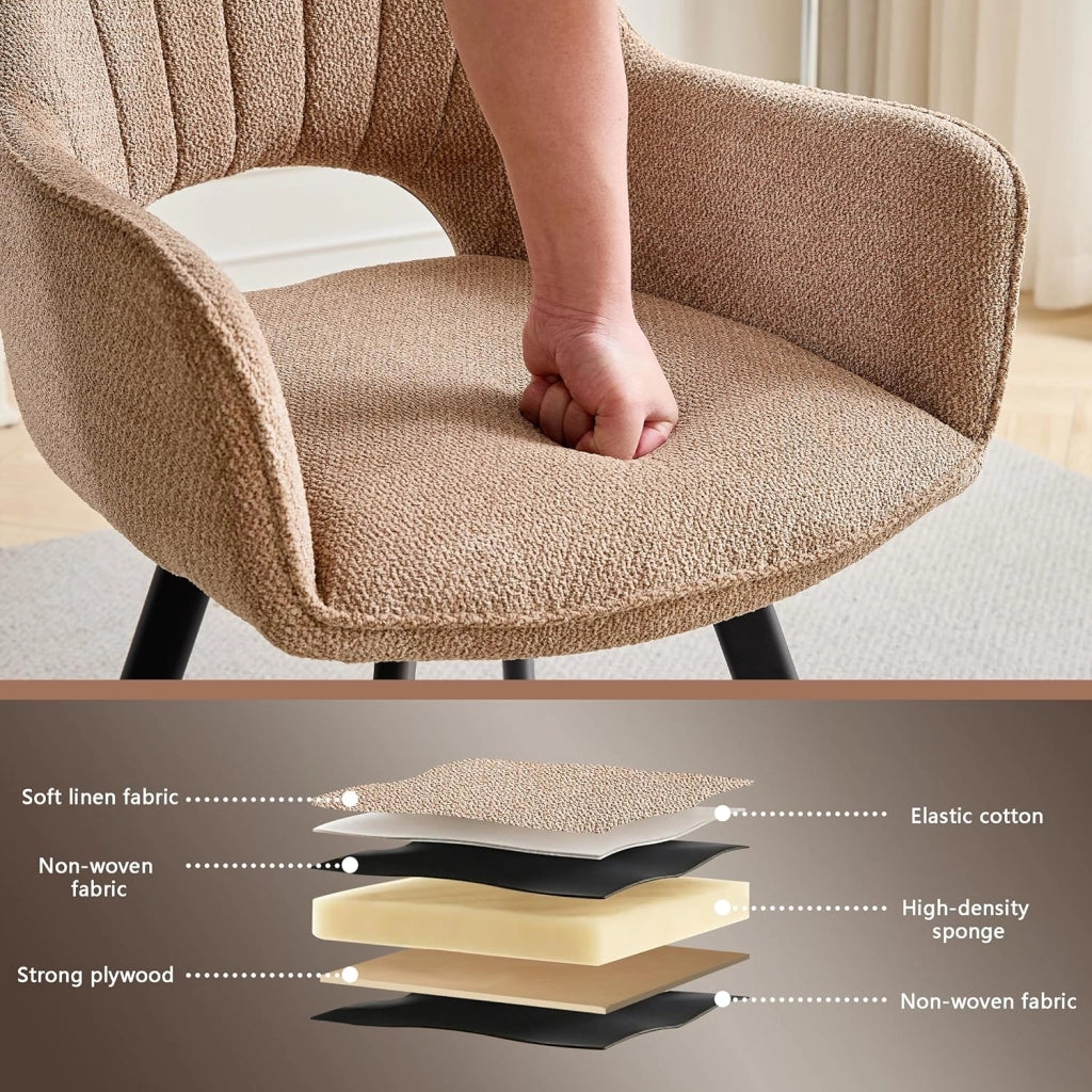 GrandCA HOME set di 6 Sedia da pranzo girevole a 360° con braccioli,sedia da cucina moderna,con gambe in metallo,ideale per cucine,sale da pranzo e camere da letto-Marrone chiaro
