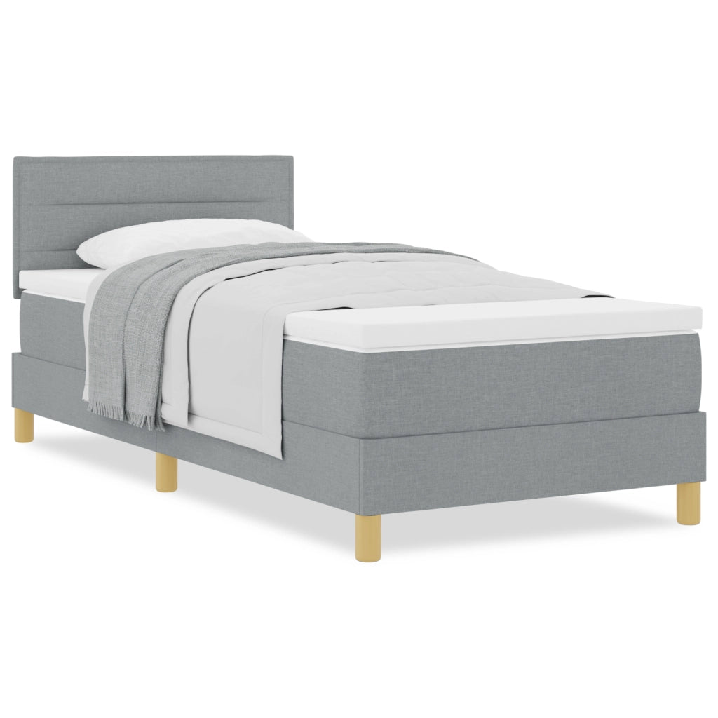 Letto con Box Spring con Materasso Grigio Chiaro 90x200 cm Tessuto