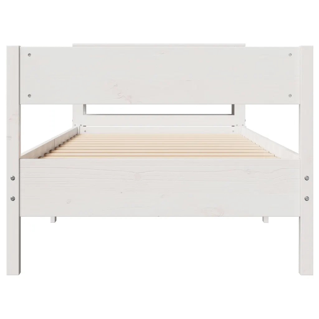 Letto senza Materasso Bianco 90x190 cm in Legno Massello Pino 3306208