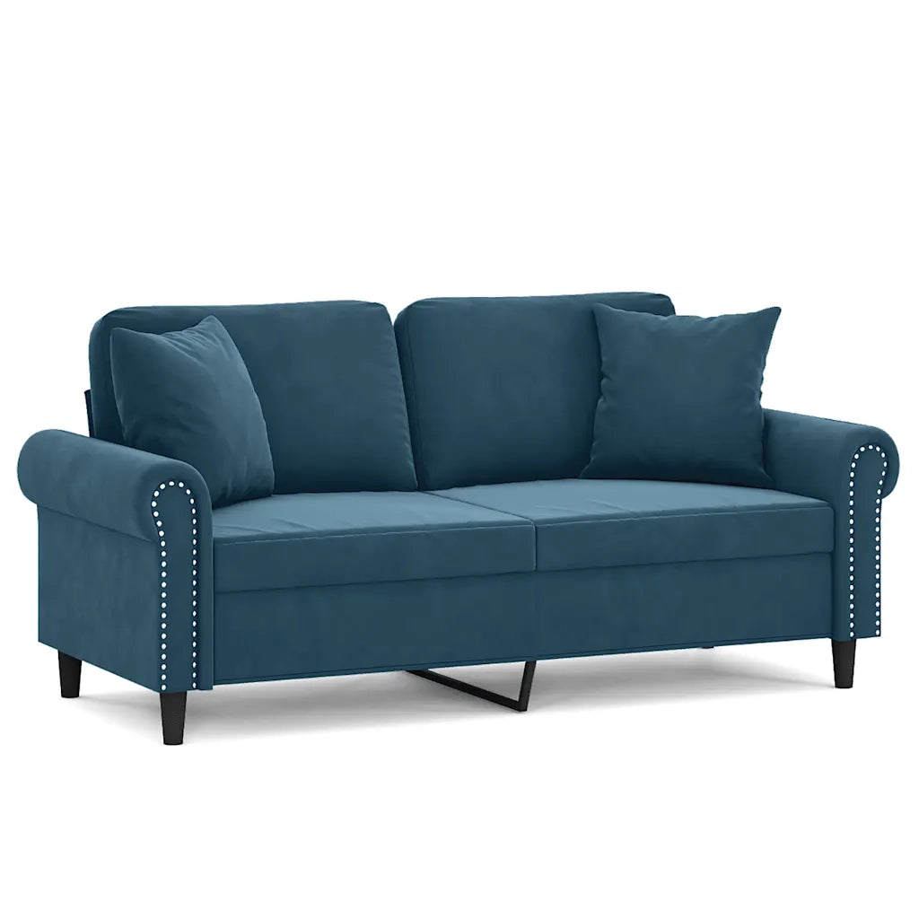 Divano a 2 Posti con Cuscini-Sofa 2 Posti con Cuscini Blu 140 cm in Velluto 813798