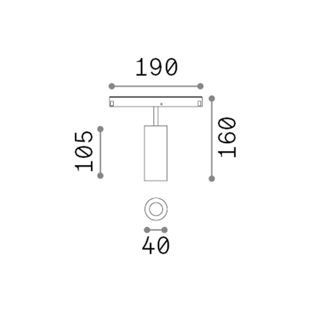 Faretto Binario Singolo Ego Alluminio Bianco 1 Luce 12W 3000K Luce Calda 1-10V
