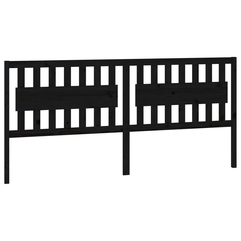 Testiera per Letto-Testata-Testiera Decorativa Nera 205,5x4x100cm in Legno Massello di Pino 382861