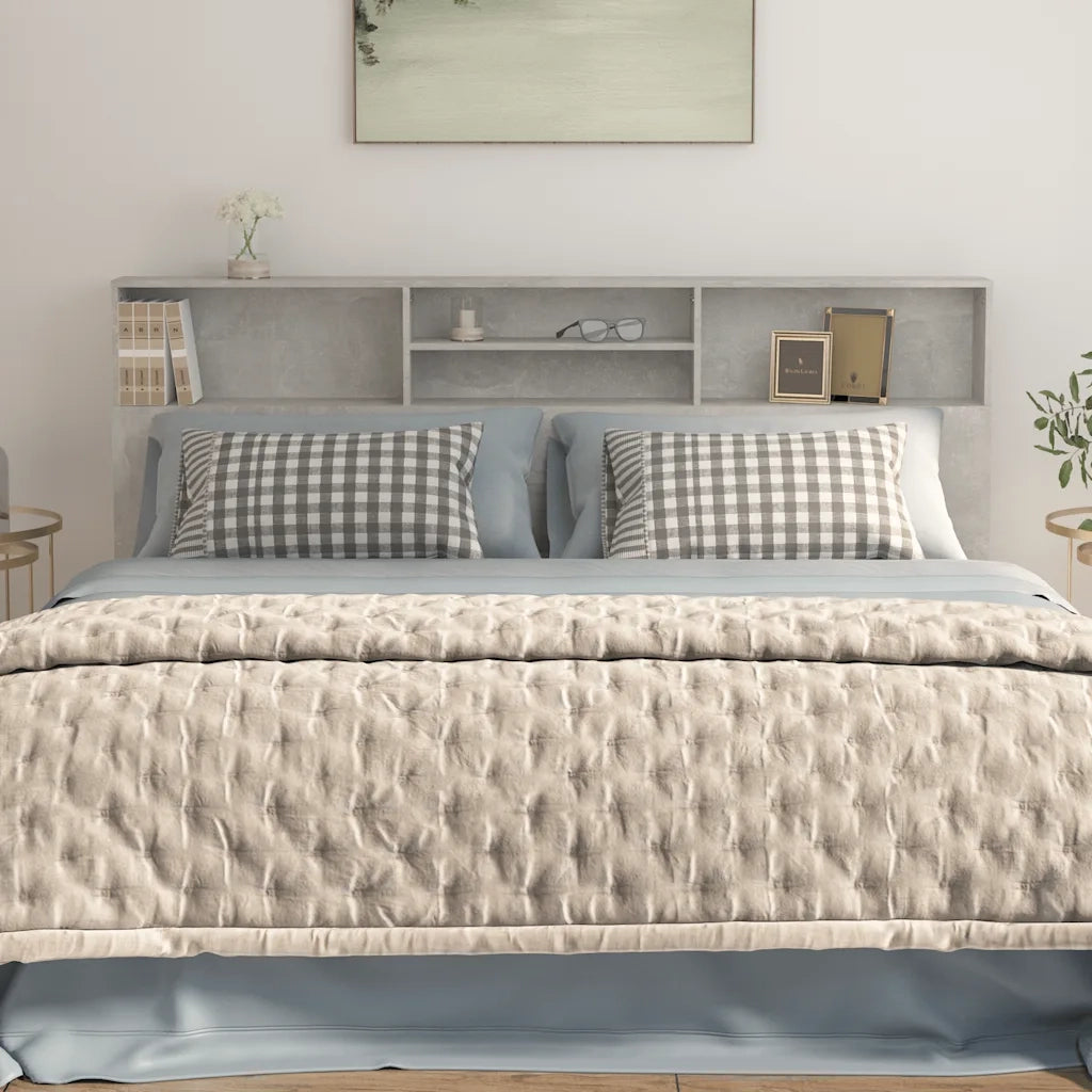 Testiera con Contenitore-Testata del letto Grigio Cemento 200x19x103,5 cm