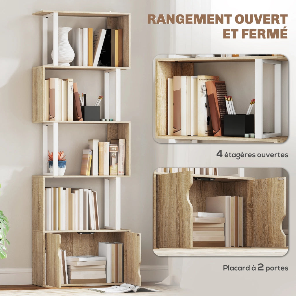 Libreria con ante e ripiani ¨C zephmum ¨C legno naturale 60x24x179 cm