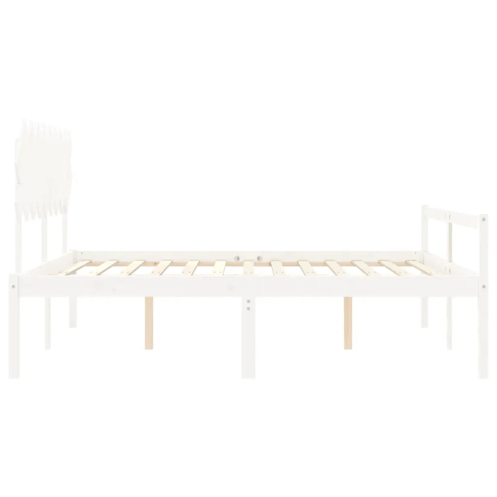 Letto per Anziani con Testiera Bianco Super King Legno Massello 3195562