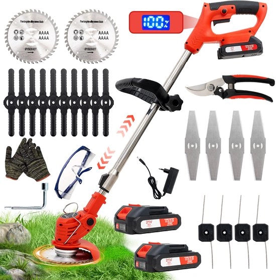 Grastrimmer elettrico - Senza cavo - 4 lame - Regolabile in angolo