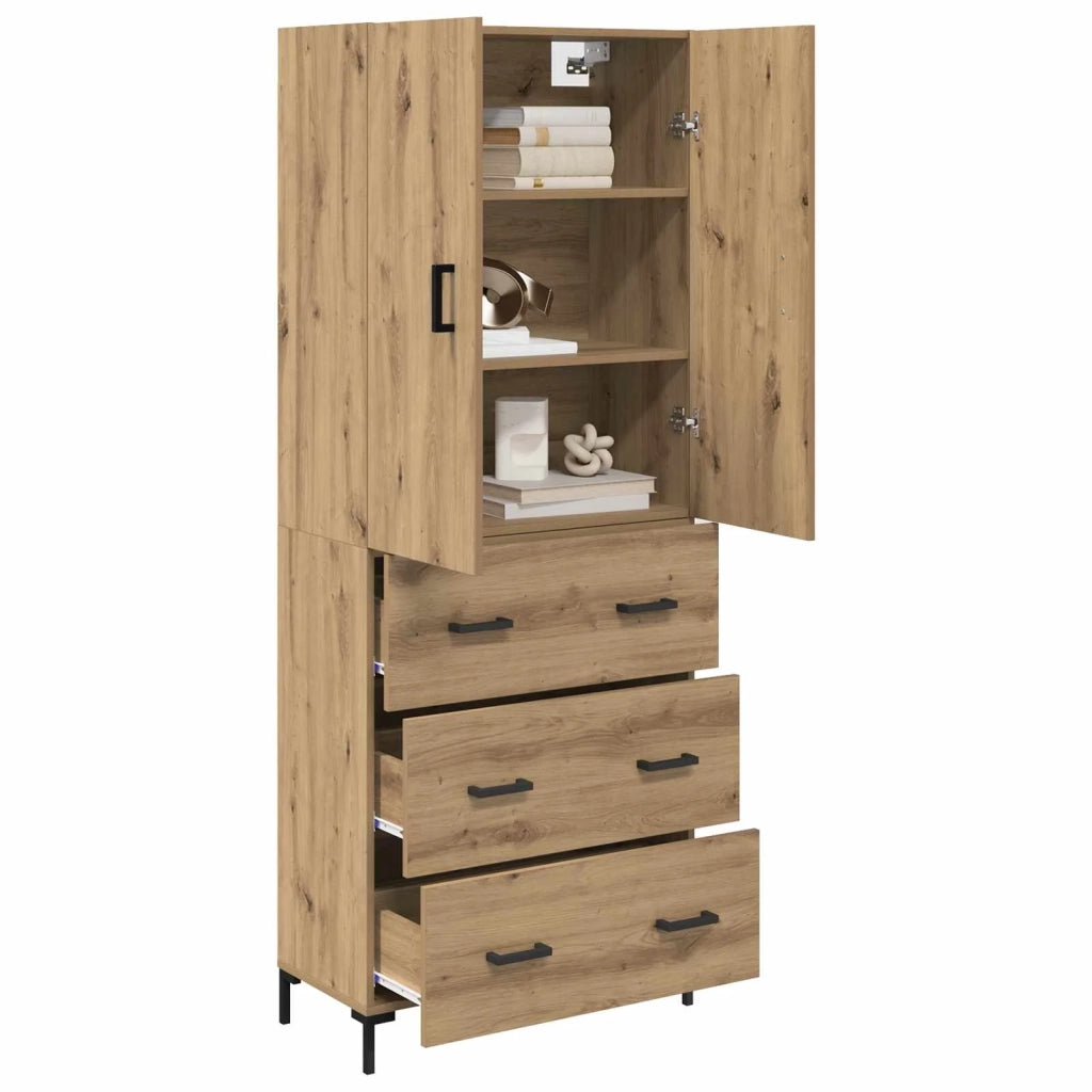 Credenza con Cassetto-Buffet-Armadio da cucina Rovere artigianale 69,5 x 34 x 180 cm 998603