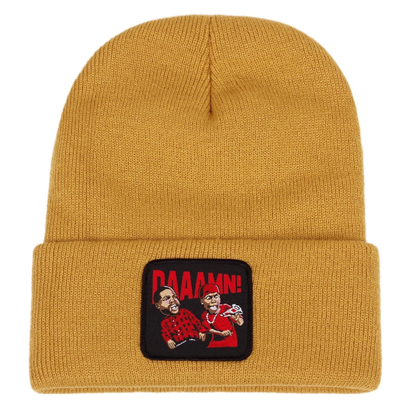 DAAAMN Cappelli lavorati a maglia ricamati, caldi cappelli invernali lavorati a maglia, gialli