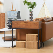 Consolle 80x30x76 cm con cassetto e ampio spazio contenitivo in legno truciolare e metallo naturale