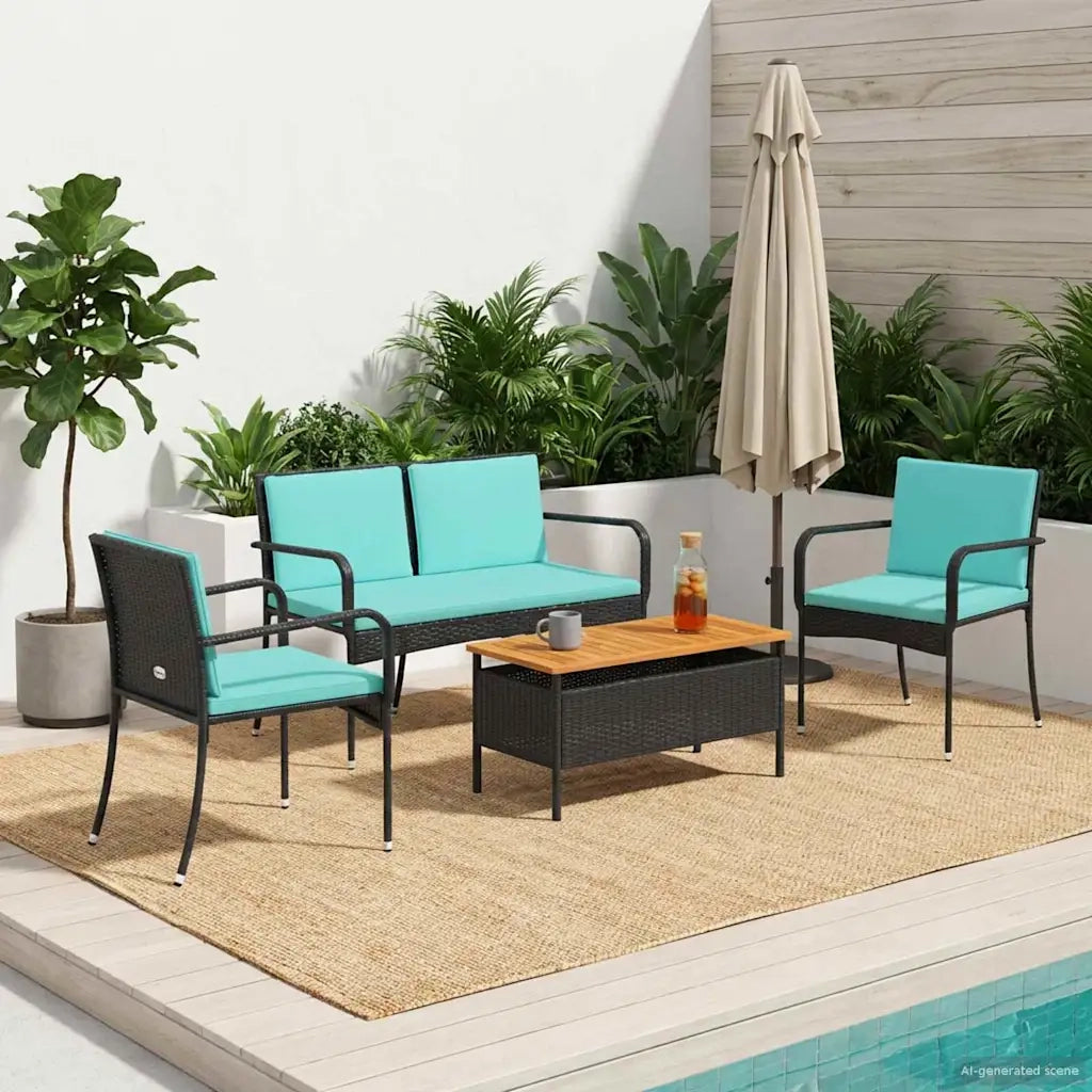 Set da giardino Nero polyrattan 42025107