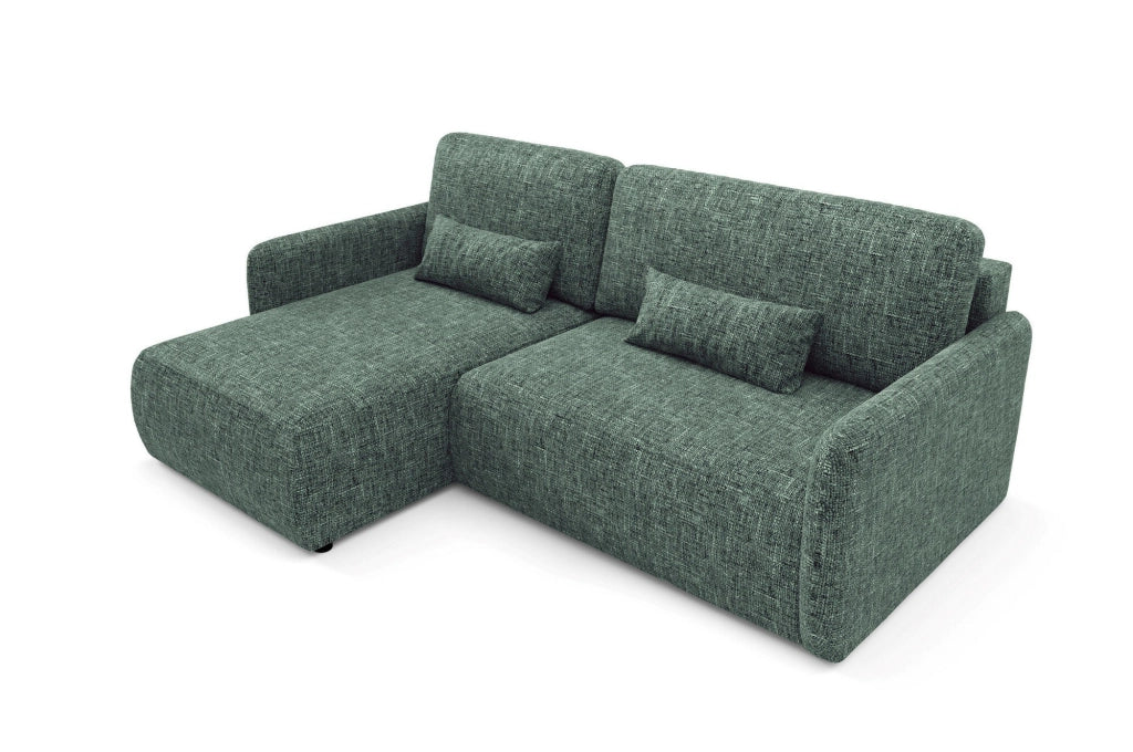 Pagno, Divano Letto con Penisola Contenitore, 207x148 cm Verde Salvia