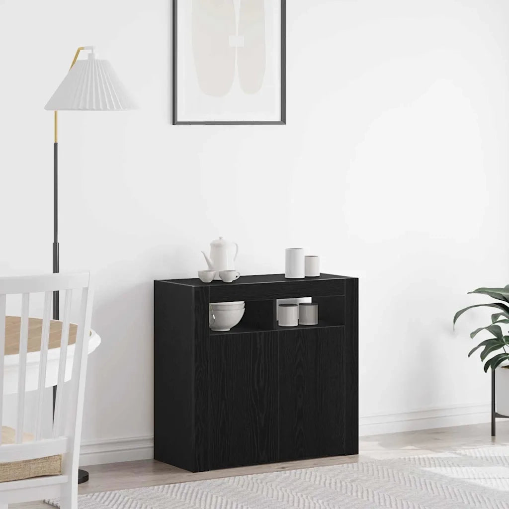 Credenza-Buffet-Armadio da cucina Nero 80 x 35 x 75 cm Legno multistrato