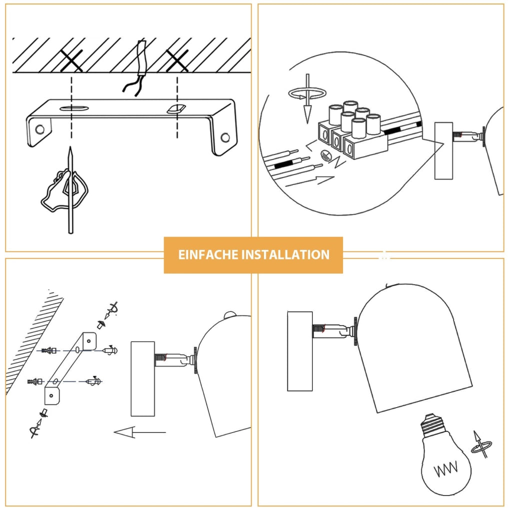 ZMH Faretto da soffitto 1 fiamma nero-oro Faretto da soffitto orientabili 350° industriale per corridoio