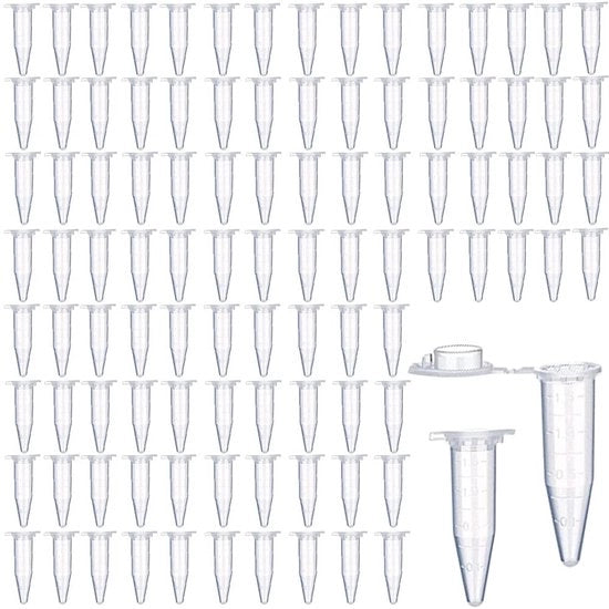 Cono con cappuccio a sbattimento rapido per campioni 1,5 ml - in plastica - conici - contenitori per mostre - con cappuccio a sbattimento rapido - set da 100 pezzi - tubo per laboratorio