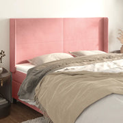 Testiera ad Orecchio Rosa 163x16x118/128 cm in Velluto