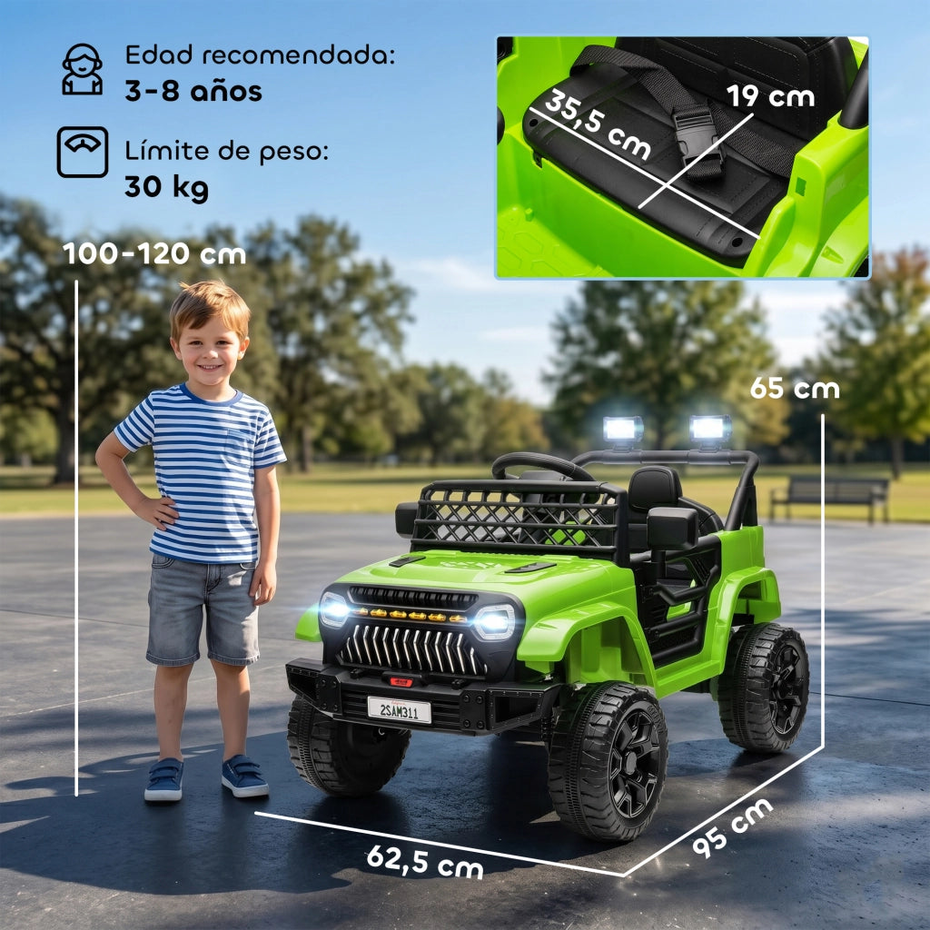 Auto Elettrica per Bambini 12V con Telecomando ¨C Xylo ¨C Verde con USB e Fari LED
