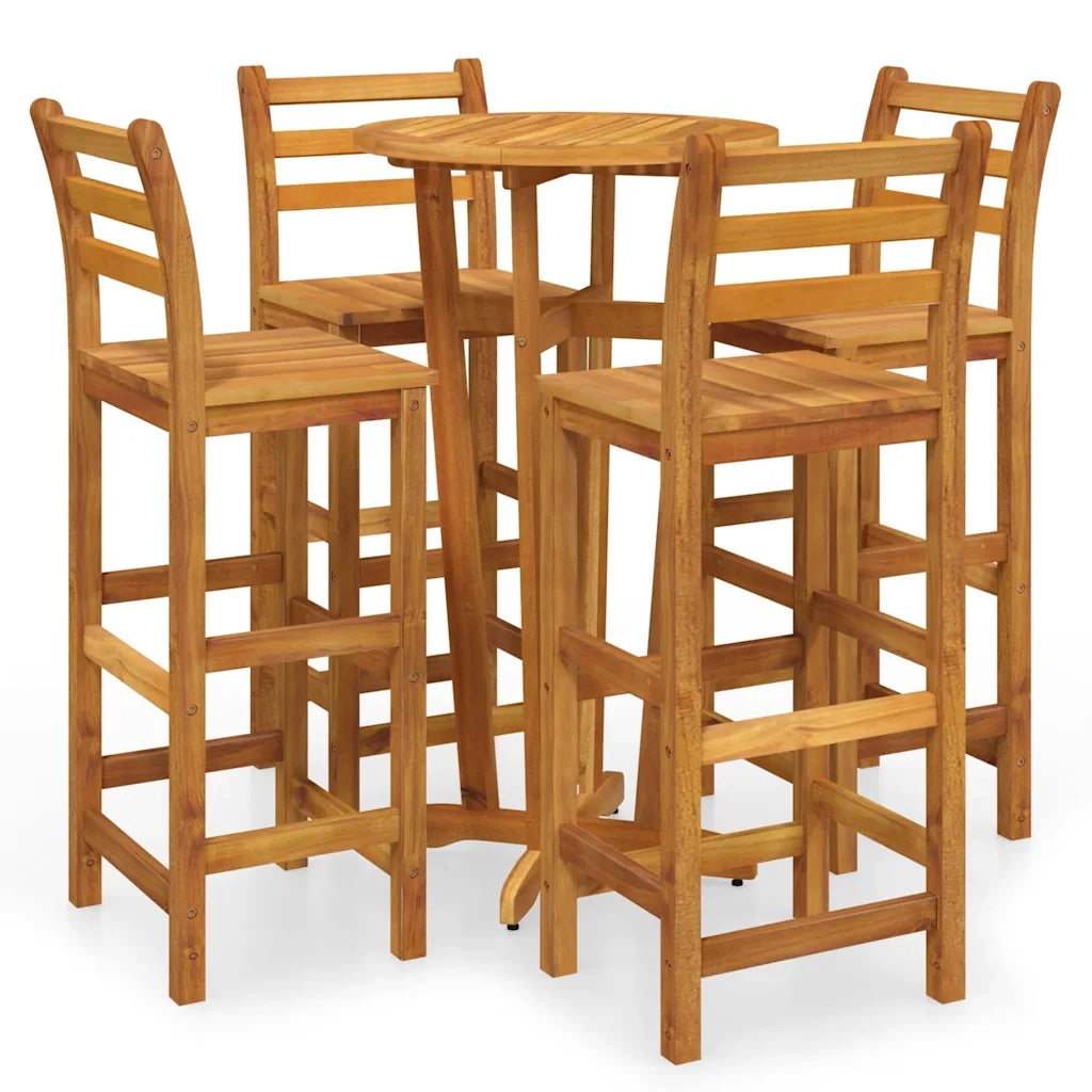 Set da Pranzo per Giardino 5 pz in Legno Massello di Acacia cod mxl 40034