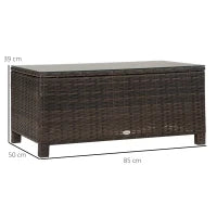 Tavolino da Giardino in Vetro Temperato 5mm Rettangolare Esterno Rattan 85 x 50 x 39 cm Marrone