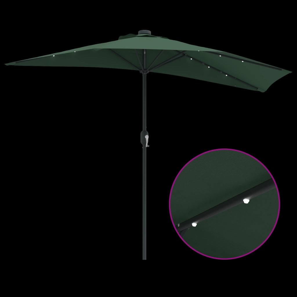 Ombrellone da Giardino Half con Palo in Alluminio Verde 294 cm