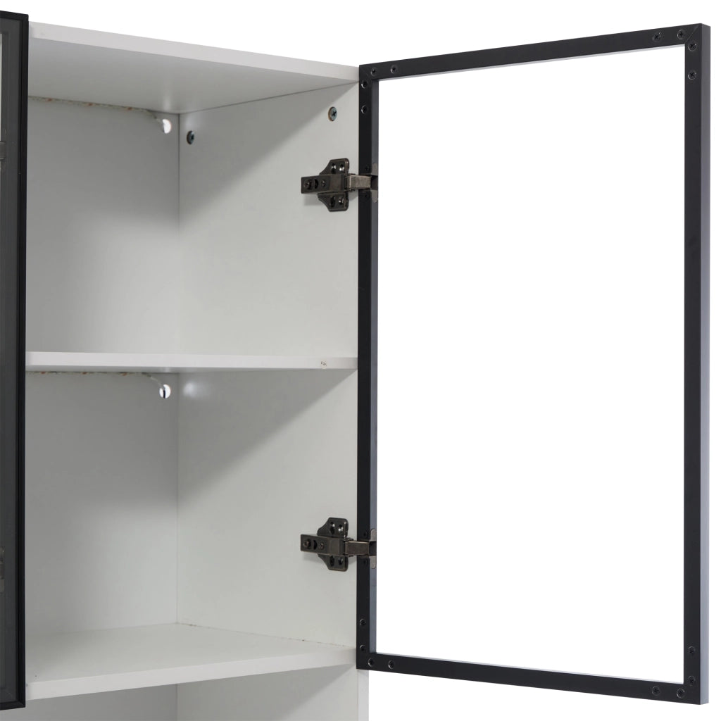 Vetrina con LED e 3 cassetti con ripiani regolabili e piano aperto per soggiorno cucina bianco 120 × 30 × 200 cm