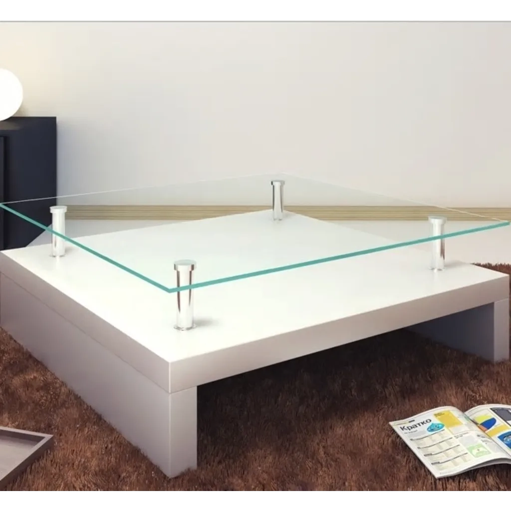 Tavolino da Caffè con Ripiano in Vetro Bianco 60697