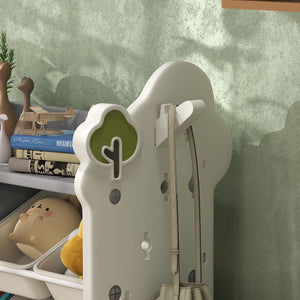 Scaffale Portagiochi a 4 Livelli con 9 Contenitori 77x42x94 cm in HDPE Bianco Crema