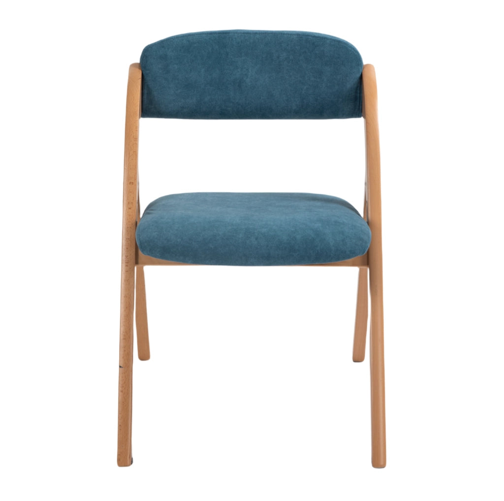 Set di 2 sedie pieghevoli con seduta imbottita; schienale confortevole in legno; blu