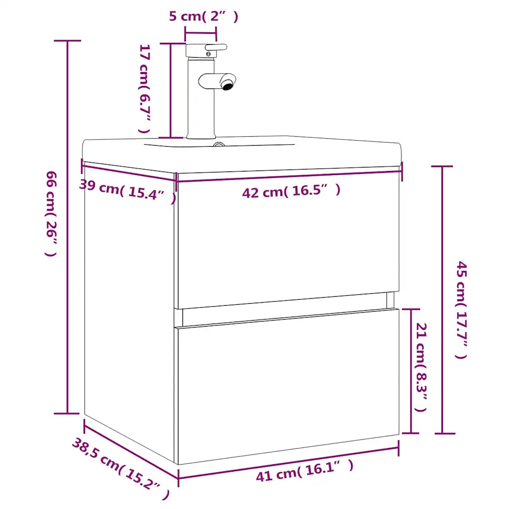 Mobile Bagno e Lavabo Integrato-Lavandino-Armadietto da bagno Grigio Sonoma Legno Multistrato 742707