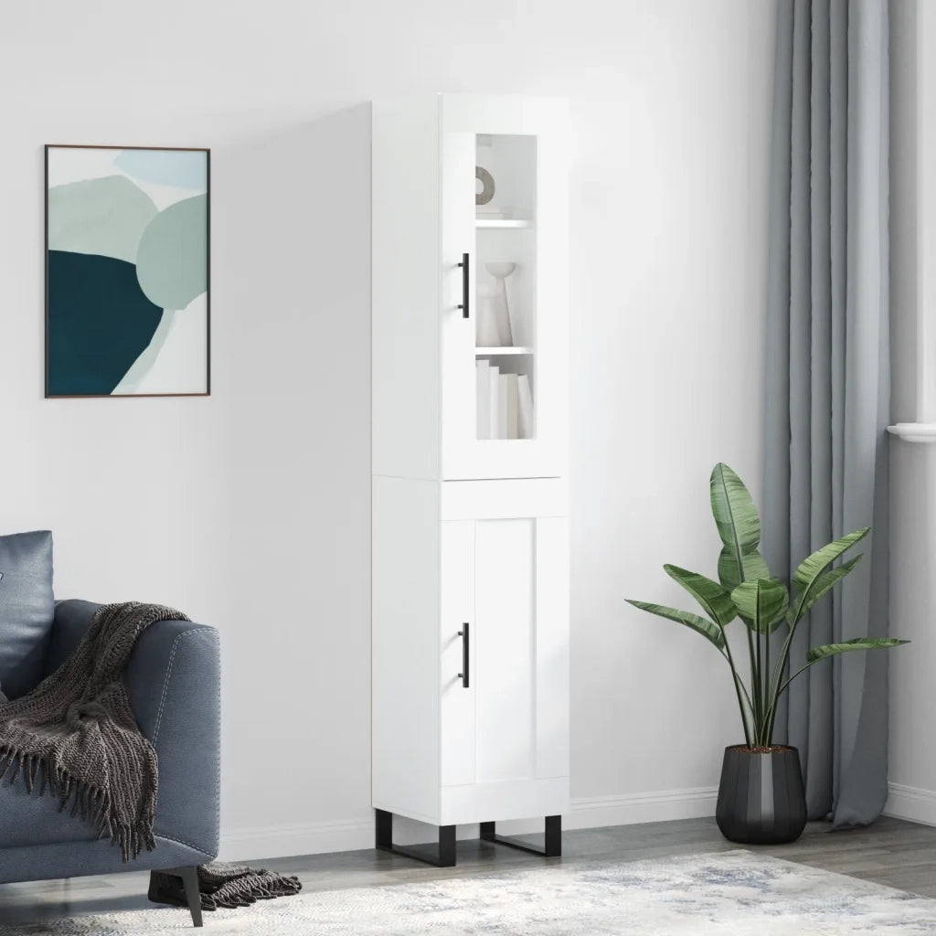 Credenza | Madia | Buffet da pranzo | Armadio da pranzo Bianca 34,5x34x180 cm in Legno Multistrato