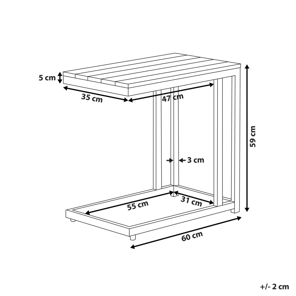 Tavolino da giardino Piano in legno plastico chiaro Struttura in alluminio nero