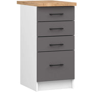 Mobile cucina modulare con piano di lavoro AKORD OLIWIA Bianco 40 cm 4 cassetti inserto frontale Grigio Grafite 40x46x85 cm
