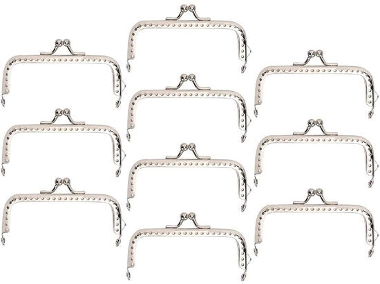 Taschi di Chiusura - 10 Pezzi - Oro e Argento - Cornice Portafoglio - Per Tasche Artigianali - 8,5 Cm