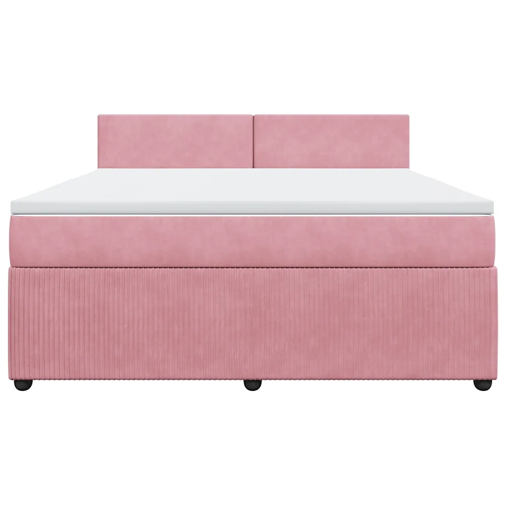 Giroletto a Molle con Materasso Rosa 180x200 cm in Velluto