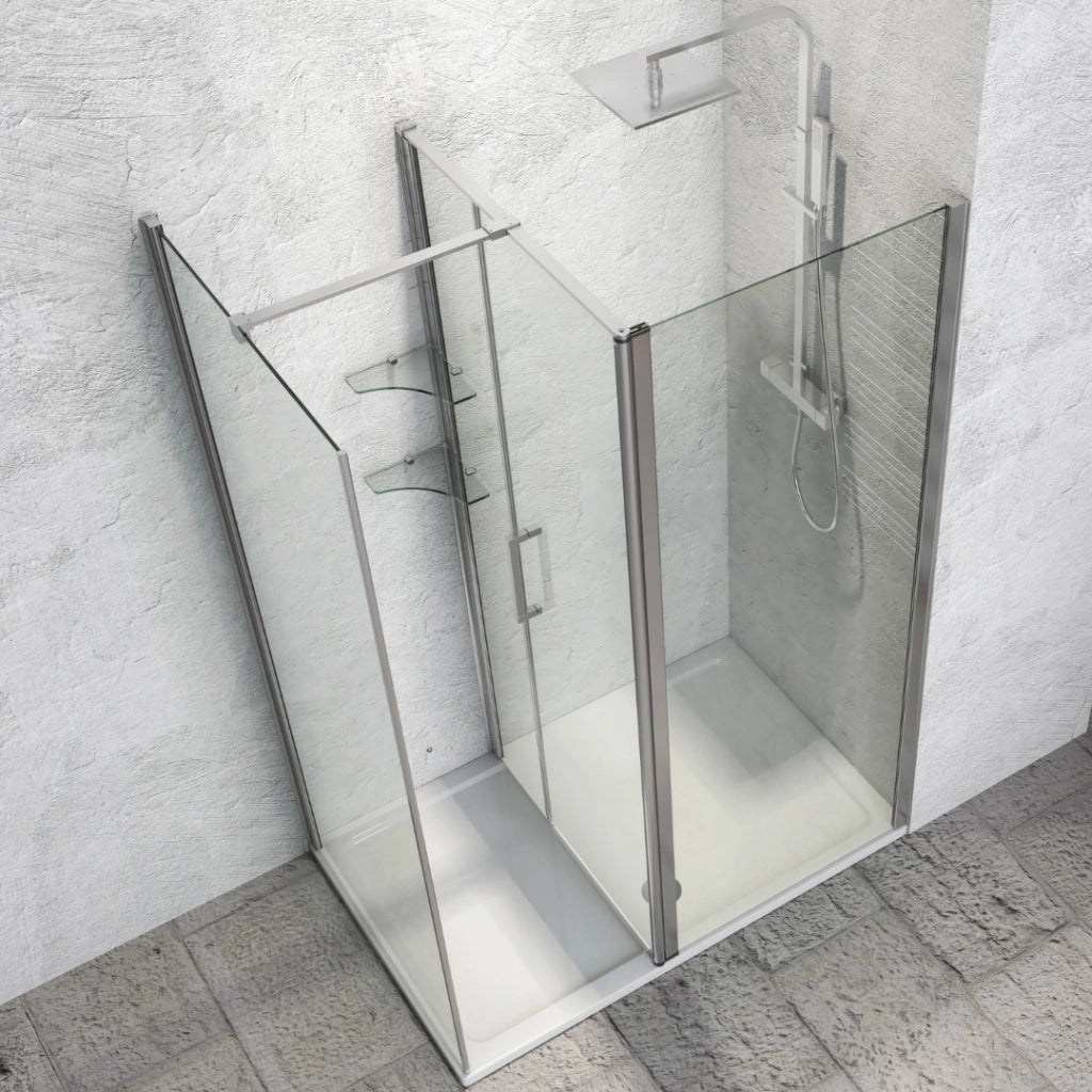 Ogomondo walk-in doccia angolare con porta battente e lati fissi 8 mm *** confezione 1