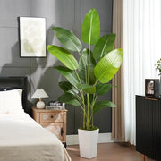 Pianta da soffitto 7ft con vaso bianco, alta palma tropicale con 13 foglie di banana, pianta artificiale per interni come decorazione per pavimenti di ufficio