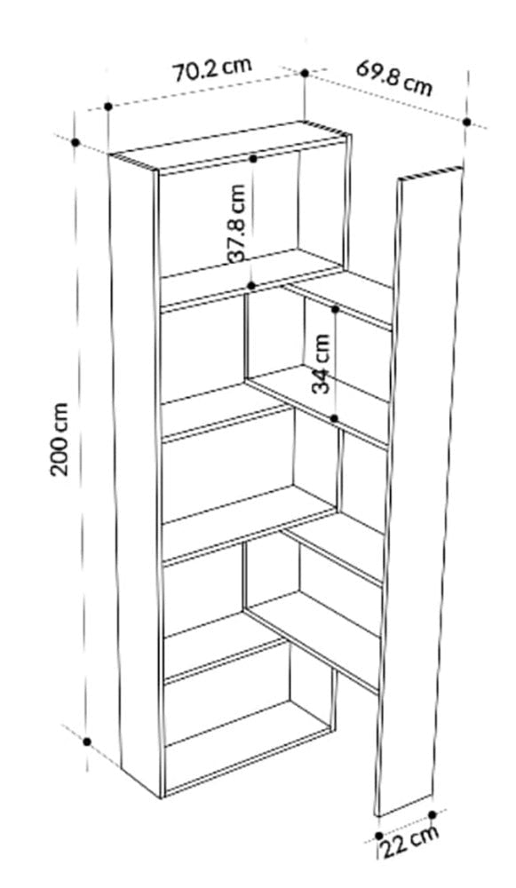 Libreria 72x22x200 cm Wish estensibile angolare bianca