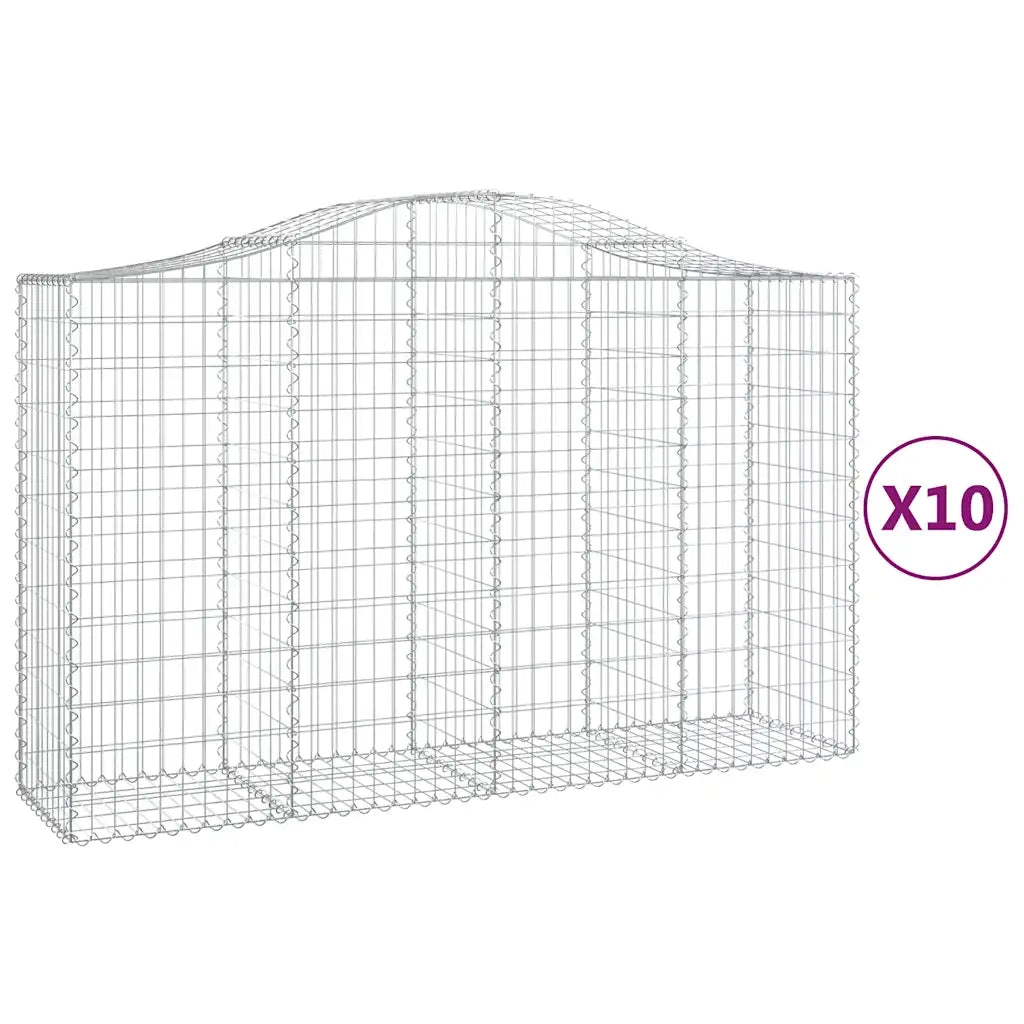 Cesti Gabbioni ad Arco 10 pz 200x50x120/140 cm Ferro Zincato 3145669