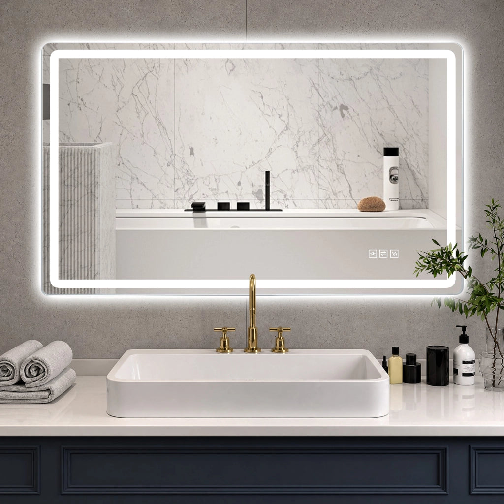 SPECCHIO LED BAGNO 60x100 cm senza cornice Argento con antiappannamento