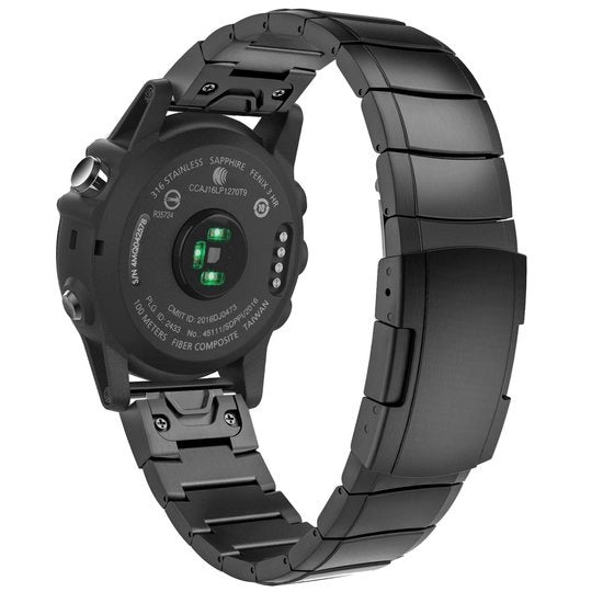 Cinturino compatibile con Garmin Fenix 7X-6X-6X Pro-5X-5X Plus-3-3 HR-Enduro-Descent Mk2i-Mk2-Mk1-Tactix Delta-26 mm Cinturino rapido adattabile in acciaio inossidabile - cinturino di riserva nero