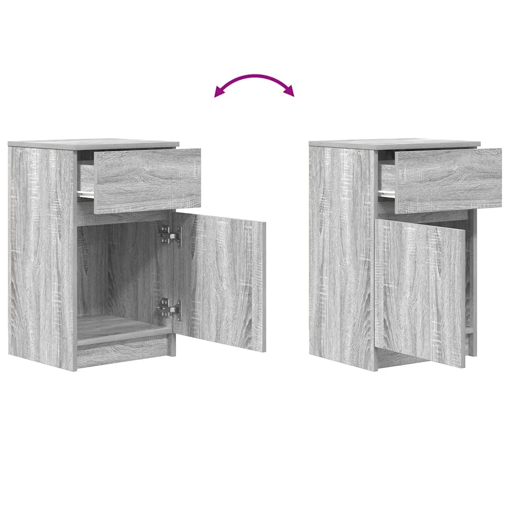 Comodino-Tavolino da notte Grigio Sonoma 39x35x65 cm in Legno Multistrato