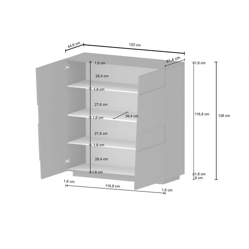 Armadio multiuso 2 ante Aulla, Mobile multifunzione, Armadietto a 2 ante, 120x44h126 cm, Bianco